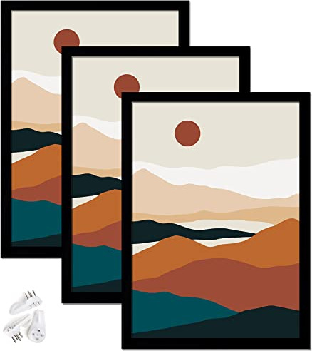 ijuerybai Black 12x16 Picture Frame Set of 3, High Transparent Frame for 12 By 16 Photo Collage Canvas Poster Size Wall Mount and Tabletop Horizontally Vertically (Black, 12 x 16 inches)