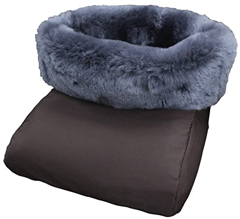 Förster-Fellnest | Premium echt Lammfell Fußtasche Fußwärmer Fußsack | Fell anthrazit grau, Bezug braun
