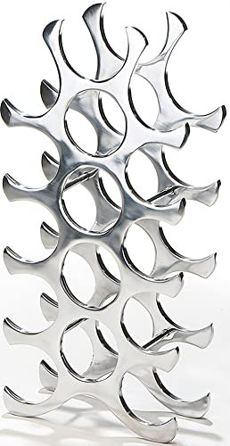 Kobolo Weinregal Circle, 25x14x55 cm, Silber, Metall-Aluminium, stilvolles & platzsparendes Flaschenregal für 15 Weinflaschen, modernes Design für Küche & Wohnzimmer