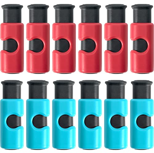 12 Pcs Bread Bag Clips Value Set Grade Food Bag Squeeze Clips Food Fruit Bread Bag Cinch Non-Slip Grip Sealer Rubber Pads or Lid on Bottom, Easy to Squeeze Lock Release, 6 Blue & 6 Red Clips