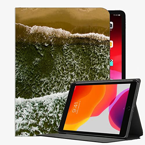 YENDOSTEEN iPad Air 1 Hülle,iPad Air 1 PU Leder Etui Hülle Tasche mit Ständer Funktion,Sea Beach Luftaufnahme 267 Klappständer Schutzhülle mit Automatischem Schlaf/Aufwach