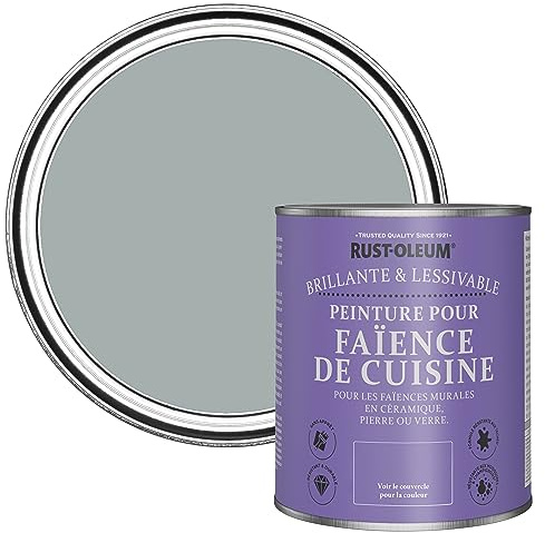 Rust-Oleum Grey Water-Resistant Kitchen Tile Paint in Gloss Finish - Mineral Grey 750ml