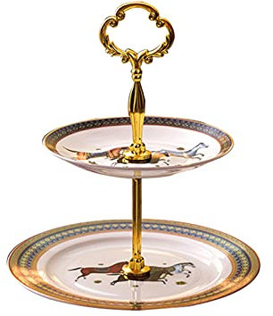 Pastry Tower Tiered Presentation Stand, Porcelain Cake Stand Cheesecake Carrier, 3 Tier Fruit Storage Containers Multi-Functional Display Stand for Put Jewelry Snacks Tea Sets Appetiz(Size:27*27*24cm)