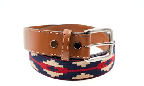 GauchoLife Polo Belt Guarda Pampas Wechselgürtel gewebt Polo Gürtel, Blau / Rot, 32