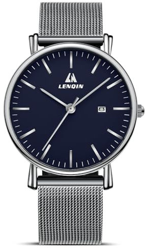 LN LENQIN Herren Uhr Edelstahl Uhren Herren wasserdichte Armbanduhr Analoge Quarz Uhr Mode Freizeit Uhren für Männer