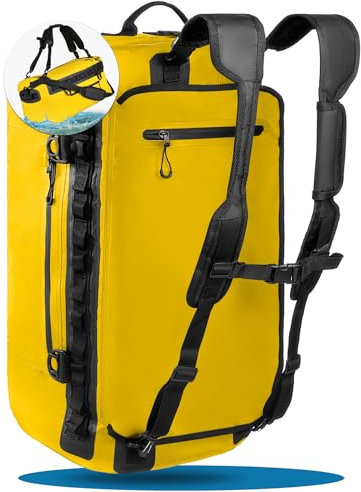 STYNGARD Reisetasche wasserdicht mit Rucksackfunktion [60l] - Sporttasche mit Rucksackfunktion wasserdichtes Material - 3in1 Duffle Bag 60l als Segeltasche und Seesack - Modell Hamburg (Gelb, 60L)