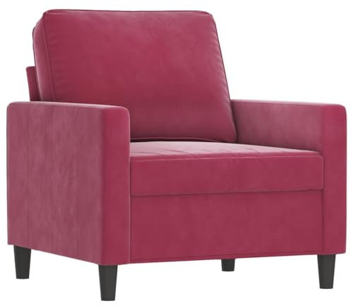 vidaXL Sessel, Sofa Relaxsessel mit gepolstertem Sitz Armlehnen, Fernsehsessel Loungesessel mit Metallgestell, Polstersessel Ruhesessel, Weinrot Samt