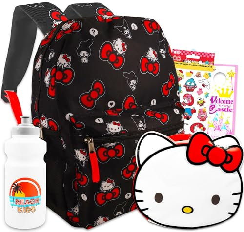 Hello Kitty Rucksack und Lunchbox f r M dchen B ndel mit 40,6 cm Hello Kitty Rucksack, Hello Kitty Lunchtasche, Wasserflasche, Aufklebern, mehr | Hello Kitty Schulrucksack-Set