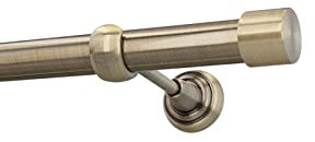 HDTL Gardinenstange Vorhangstange 25mm 1-läufig Wandmontage Messing Antik 240 cm Zoya