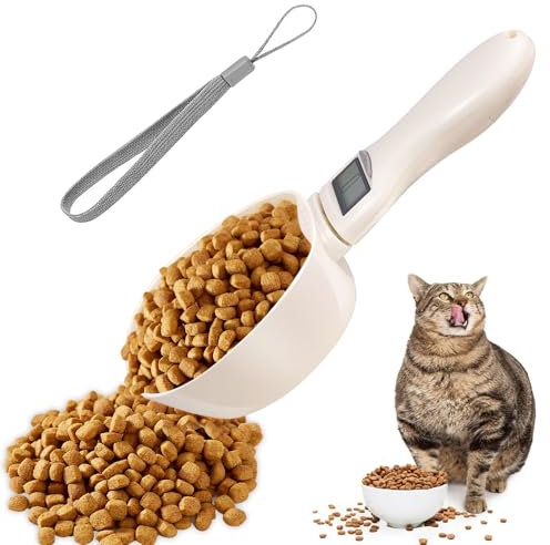 mizikuu Cuchara Medición Animales, 800g Báscula Digital para Cuchara Medidora Alimento Electrónica Escala de Cuchara de Comida con Pantalla LCD para Comida perros gatos, harina, especias