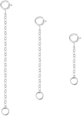GlasFlength Kettenverlängerung Silber, 3 Stück 925 Sterling Silber Verlängerungskette Halskettenverlängerung für Schmuckherstellung um Ihre Colliers und Armband zu Verlängern Damen Herren (3 5 8CM)