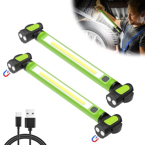 wokelux 2 Pack Mechanic Work Light, 3000LM Rechargeable LED Bar, Portable, Magnetic, Hooks, SOS Flashlight