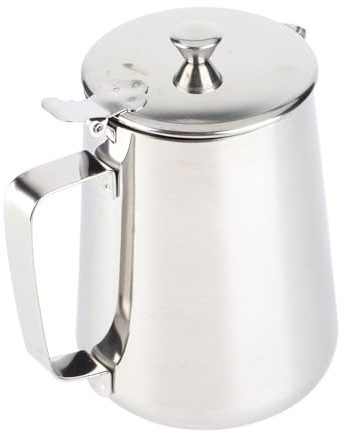 Milchkännchen mit Deckel, Milchkännchen, Milchschaumbecher, Schaumkrug, Milchkännchen, Edelstahl, Milchschaumbecher, mit Deckel, Wählbare Größen, Gewerbliche Nutzung,