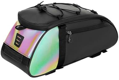 AOLUOER Fahrrad-Kofferraumtasche, großes Fassungsvermögen, reflektierende Fahrrad-Gepäckträgertasche, Mehrzweck-Fahrradgepäcktasche(Dazzling Color)