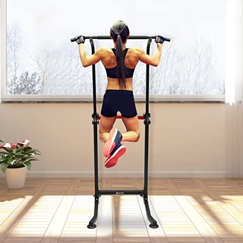 MEELRYD Tour de force avec station de dip, tour de puissance multifonctionnelle, tour de traction, hauteur réglable de 165 à 210 cm, idéale pour la gym à la maison
