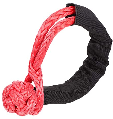 GALPADA Flexible Nylon Shackle Winch Cable 17 Ton Heavy Duty Towing Strap with Red Soft Knot Rope for Car Repair and Outdoor Towing Use