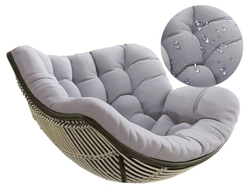 MCNDSI Schaukelstuhl Auflage Wasserdicht Rattan Wohnzimmer Hängesessel Kissen Outdoor, 10cm Dicke Bequemer Schaukelsessel Kissen Indoor, Auflage Doppelt Für Garten, Terrasse(Grau)