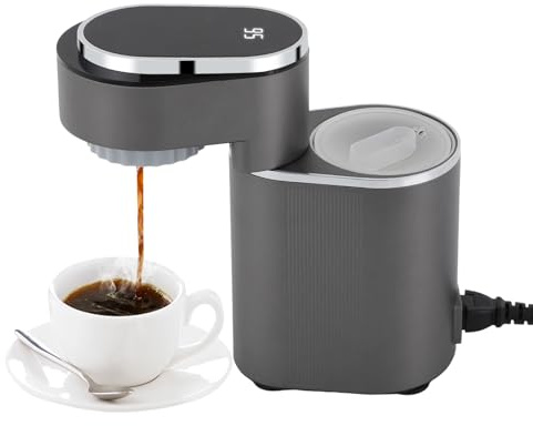 Fyssnn Tragbare Espressomaschine 600W kleine Kaffeemaschine Kaffeevollautomat mit Touchdisplay & Vorbrühfunktion für Haushalt, Büro, Reisen, Grau