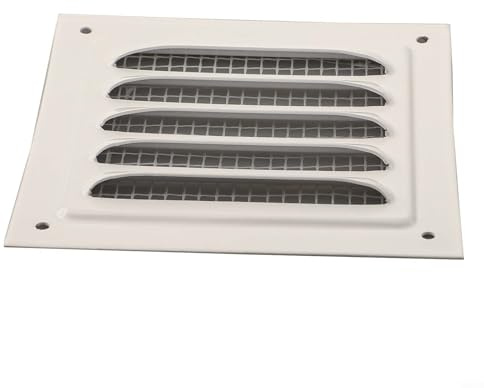 Griglia di ventilazione quadrata in metallo con rete di nylon per condotti a parete o soffitto, in lega di alluminio bianco (100 x 100 mm)
