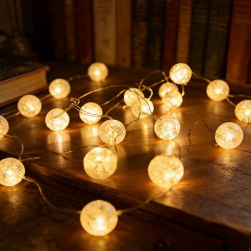 Guirlande Lumineuse Boules de Cristal Déco,30 LED Guirlande Intérieur avec Minuterie 3M,Fairy Lights,Guirlandes Lumineuses Interieur,Lumières LED Éclairage,pour Décoration Fête,Extérieure,Printemps