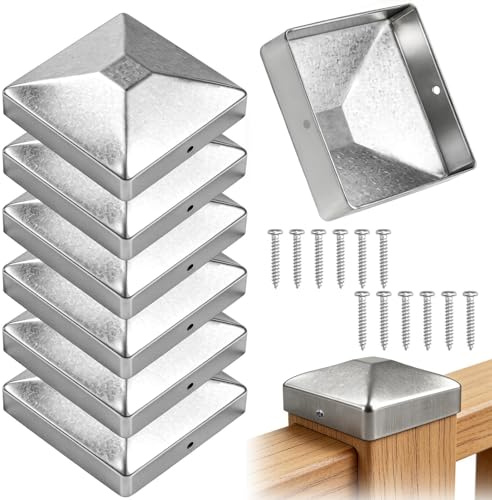 6 Chapeau Poteau Support Poteau 7x7 Support Poteau Bois | Adaptés aux Poteaux en Bois ou en Métal Capuchons Pour Terrasse de Jardin Extérieur (7,1 X 7,1 cm)