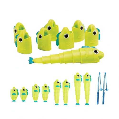 KiBcsLicDas große Angelspiel-Set für Kinder ab 3 Jahren & Partys, Bag+Grün | ausziehbares Fischspielzeug | Spaß für Eltern und Vorschulkinder | Angelspiel für 2–3 Spieler, Familien, Jungen & Mädchen