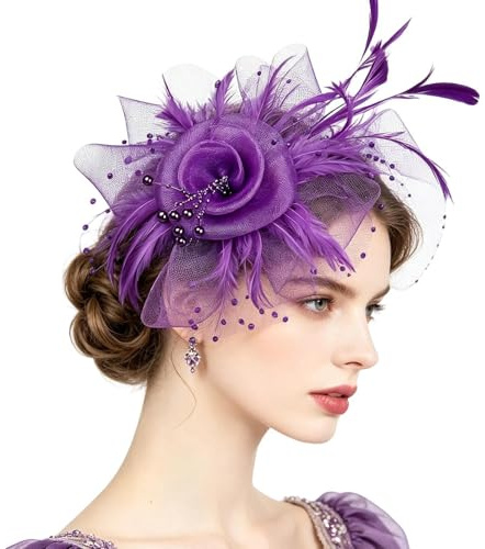 Bibi pour femme - Tissu en maille avec voile de fleurs - Pour cérémonies formelles et occasions festives, événements, enterrements de vie de jeune fille, enterrements de deuil, mariage