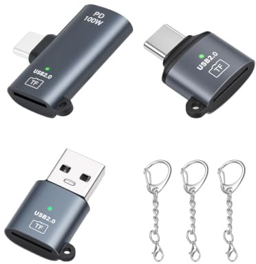 GELRHONR Micro SD-kortläsarsats, USB A & typ C & 2 tum 1,3-pack | med nyckelring, Micro SD/TF-kortadapter, Plug and Play, för bärbar dator, surfplatta, smartphone