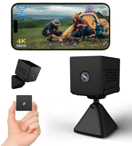Bextgoo Telecamera Spia 4K HD, Microcamera Spia con Batteria 2000mAh | Mini Telecamera Spia Nascosta, Wifi/Senza Wifi, Visione Notturna e Rilevamento di Movimento, Spy Cam per Uso Interno/Esterno