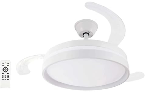 Genérico Ventilador de Techo con Luz LED y Mando a Distancia, 3 Aspas Retráctiles, Motor DC 30W Silencioso, 6 Velocidades, Temporizador, Función Verano Invierno, 3 Temperaturas de Luz