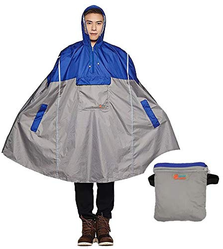SudaTek Lightweight Cycling Rain Poncho Breathable Bike Hooded Raincoat Rain Cape with Reflector Strips