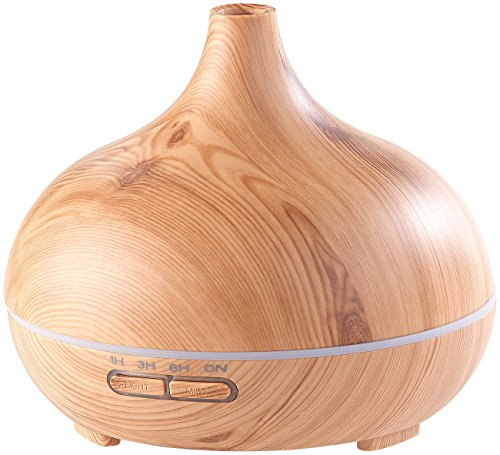 Carlo Milano Aroma Diffuser Holz: Aroma-Diffusor & Luftbefeuchter, Holz-Optik, LED-Farbwechsler, 300 ml (Luftbefeuchter Holzoptik, Diffuser Holzoptik, Duft)