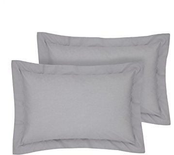 Rayyan Linen Oxford Pair of Pillowcases Silver Grey 100% Egyptian Cotton 200 Thread Counts, Pillow Cases 2 Pack Size 50 x 75CM