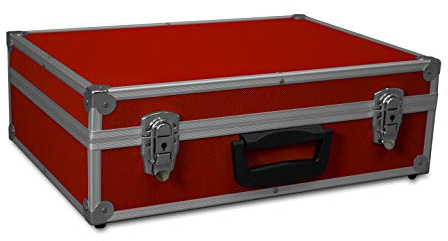 GORANDO® Transport-Koffer in rot mit Aluminiumrahmen für Werkzeuge, Kamera, Messgeräte | Schaumstoff-Auskleidung | 10kg belastbar | 440x300x130mm