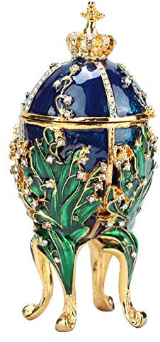 Schmuckkästchen in Eiform, Fabergé-Ei, Osterei, russisches Handwerk, Geburtstag, Hochzeit, Weihnachtsgeschenk für sie, Mädchen, Damen, 4 Farben (blau)