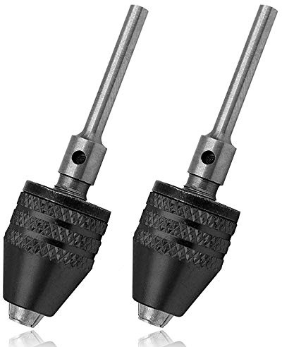 Mesee 2Pcs Mini Keyless Drill Chuck, 0.3-3.4mm Quick Change Chucks Adapter Converter Conversion Tool for Rotary Tool Electric Grinder Engraving Machine, 3mm Round Shank