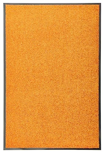 vidaXL Fußmatte Waschbar Schmutzfangmatte Türmatte Fußabtreter Schmutzmatte Schmutzfangläufer Sauberlaufmatte Innen Außen Orange 60x90cm