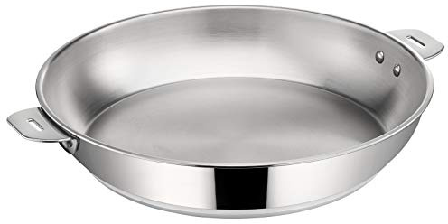 Lagostina Salvaspazio Poêle en Acier Inoxydable 18/10 Ø 28 cm, Casserole Induction, Gaz et Four jusqu'à 250 °C, Empilable et Simple à Ranger, Fond Lagotherm 3 Couches, Poignées avec Supports Rivetés