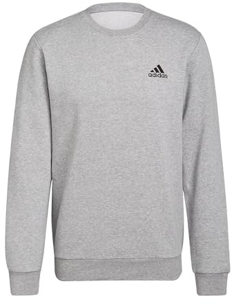 Adidas Homme FEELCOZY Essentials Fleece Sweatshirt, Medium Grey Heather/Black, S