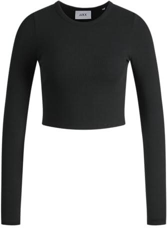 JACK & JONES Damen Jjxx Jxfeline Ls Rib Tee Noos T Shirt, Schwarz, S EU