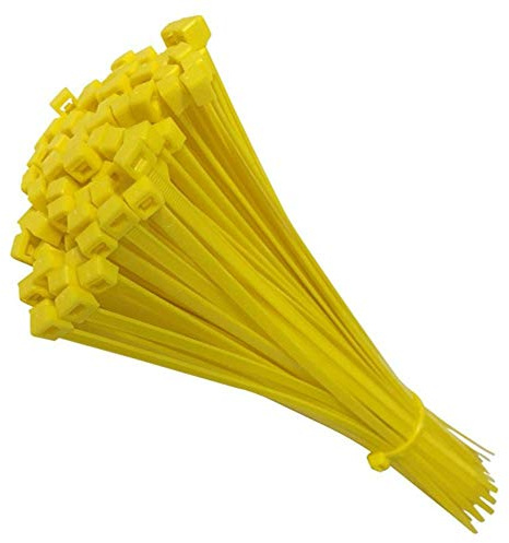 Lot de 100 Attaches de Câble, Colliers de Serrage Plastique Reutilisables, Colliers Electricien, en Nylon Résistant et Plastique Durable (Taille L 300 mm, Jaune)
