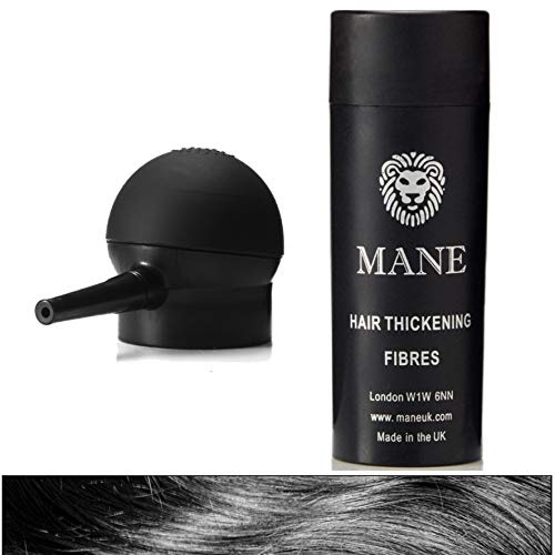 Mane Hair Building Fibers with a Spray Applicator (Jet Black)