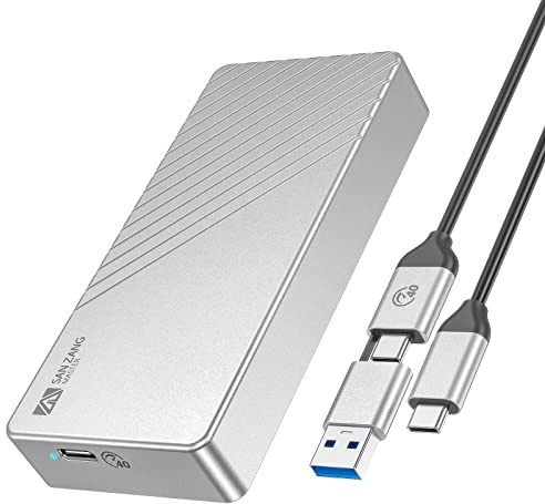SANZANG Thunderbolt 3 (40Gbps) M.2 NVMe SSD Gehäuse - Kompatibel Mit Thunderbolt 3/4, USB 4/3.2/3.1/3.0 Typ-C - Für 2280 M-Key (B+M Key) NVMe SSD, Bis Zu 2700 MB/s, Silber