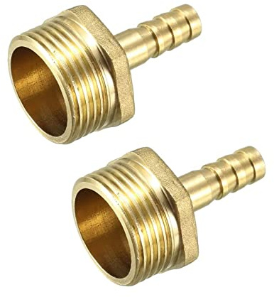 TOP-VIGOR 2 Stück Messing-Stutzen-Schlauchverschraubung, Adapter, 12 mm Widerhaken x 3/4 BSP-Außenrohr