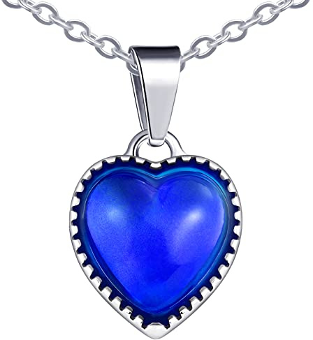 Yumilok Collar de mujer Collar de niña Collar con colgante de corazón de acero inoxidable de moda con temperatura cambiante para hombre y mujer