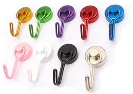 9Pack Colorful Swivel Magnetic Hook - Heavy Duty Neodymium Magnets for Refrigerator Door Key BBQ Grill Locker Coat Powerful Magnetic Wreath Hanger Strong Magnetic Hooks for Cruise Cabins (KNG16)