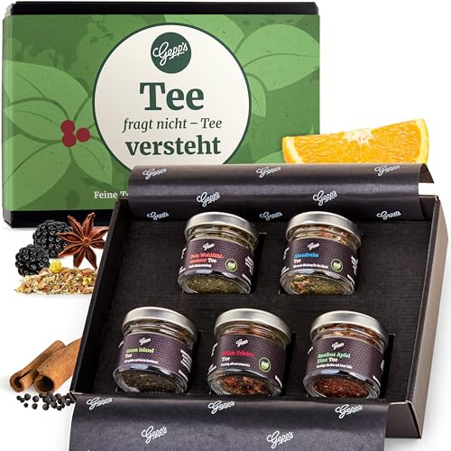 Gepp's Feinkost Mini Tee Set I Geschenk mit 5 Bio Teemischungen | Kleine Zusammenstellung für alle Teeliebhaber I Mit den bekannten Teesorten I Ideales Geschenkset