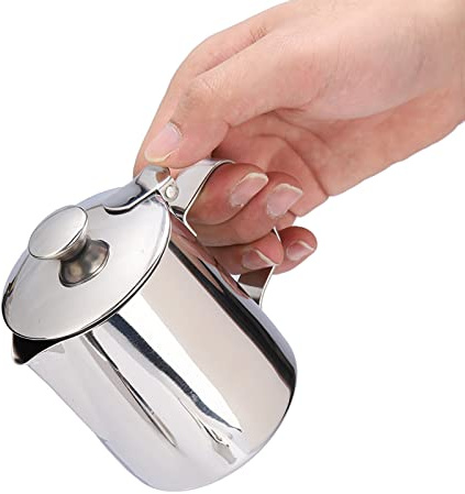 Taza de café de acero inoxidable, jarra de espuma de leche con tapa para café con leche, arte para oficina, cocina, con asa, 250 ml a 1500 ml (350 ml)