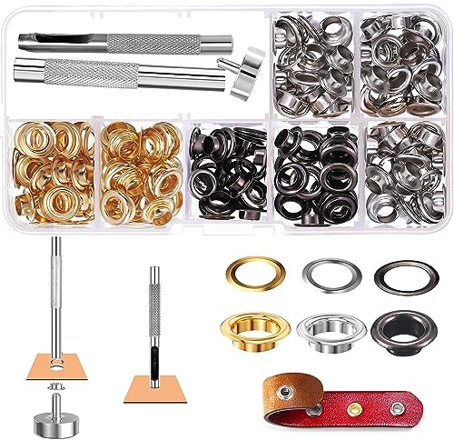 Ösen 6mm Ösenzange set Grommet Werkzeug Kit Ösen Scheiben | für DIY Leder Handwerk Stoff Wasserdichte Planen Vorhänge Markisen Taschen 180Sets (6MM)