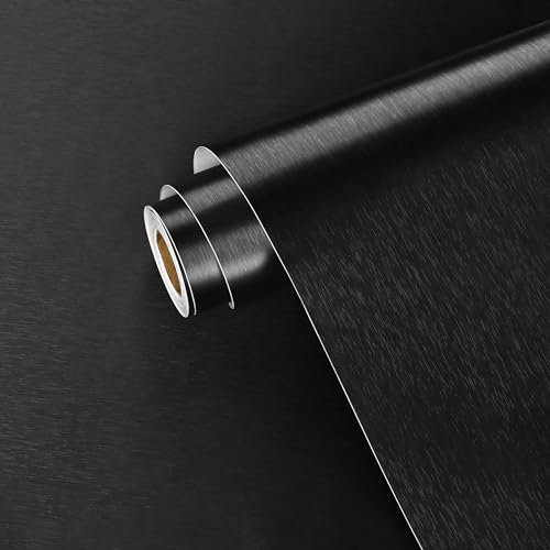 Yullpaper Carta Da Parati Adesiva Nera Metallica Art Déco, 40cm x 300cm, Per Mobili, Piano Di Lavoro, Cucina, Adesivo Decorativo, Vinile Plastica